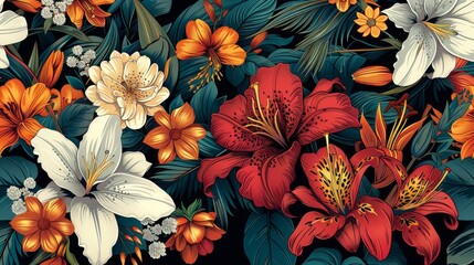 Floral Patterns: A vector design featuring a variety of different flowers
