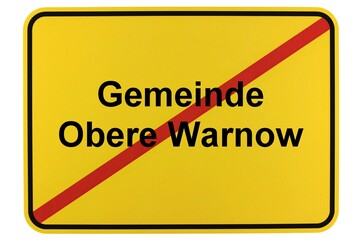 Illustration eines Ortsschildes der Gemeinde Obere Warnow in Mecklenburg-Vorpommern