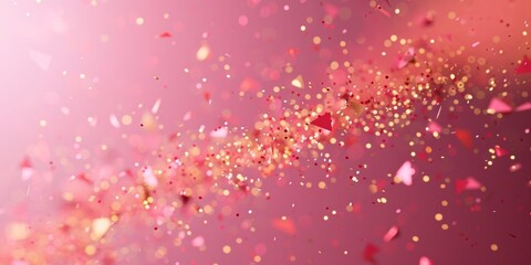 A vibrant background with sparkling red and gold glitter creating a festive mood.