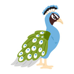 Vector illustration cute doodle peacock for digital stamp,greeting card,sticker,icon,design
