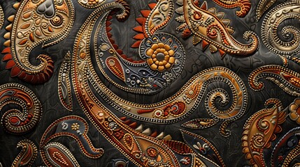 Textile Patterns: An intricate paisley pattern on textile
