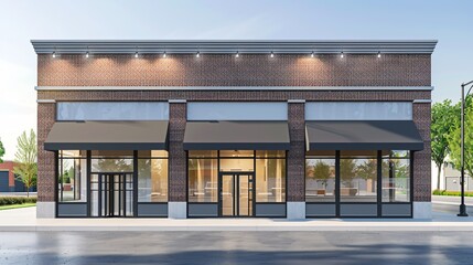 New retail and office space for sale or rent in a versatile mixed-use building with a canopy.