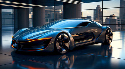 Capturing the Future Stunning Blue Light Realism in Angular Futuristic Electric Cars