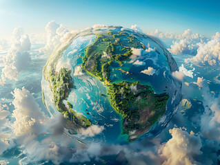Hyper-realistic 3D Earth A Stunning Desaturated View from Space - obrazy, fototapety, plakaty