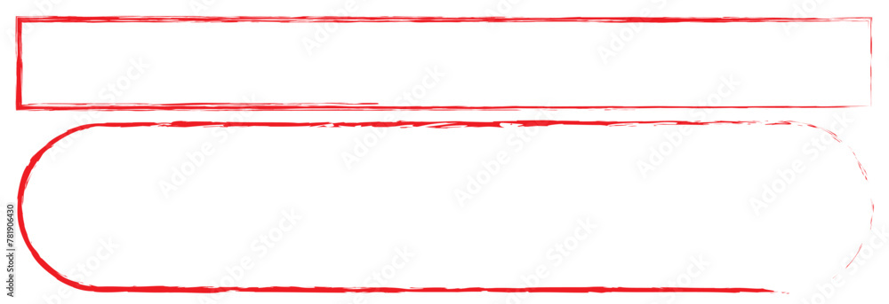 Poster grunge square and rectangle frames. ink empty red boxes set. rectangle borders collections. rubber s