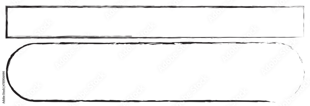 Poster Grunge square and rectangle frames. Ink empty black boxes set. Rectangle borders collections. Rubber square stamp imprint.  isolated on white background. Vector illustration. EPS 10.