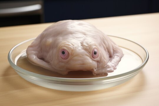 a creature in a glass dish