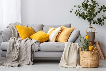 Cozy Living Room Elegance with a Splash of Yellow