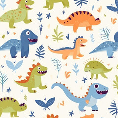 Whimsical Dinosaur Fantasy Forest Illustration