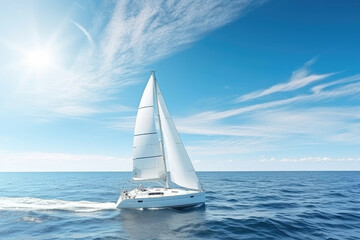 Serene Ocean Sail: Sunshine and Blue Skies
