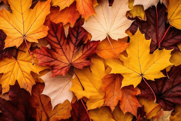 Naklejka na ściany i meble Vibrant Autumn Leaves Mosaic for Seasonal Backgrounds