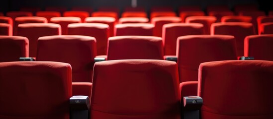 Empty Red Seats in Dark Movie Theater