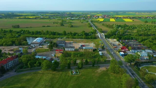 Panorama River Odra Bridge Brzeg Rzeka Aerial View Poland