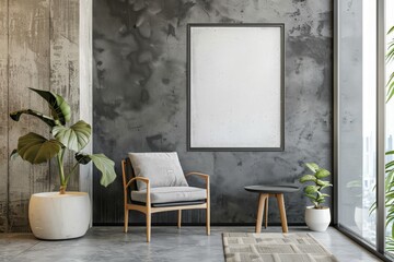 A cozy living room with a stylish chair and a vibrant plant adding a touch of nature to the space.