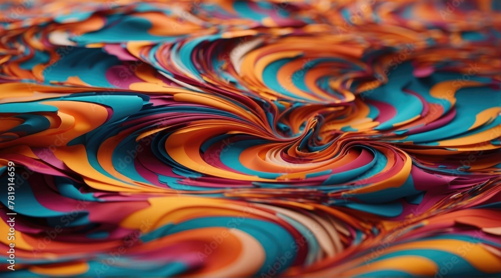 Poster a close up of a colorful swirl pattern on fabric. ai.
