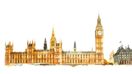 Big Ben, the giant clock tower of London's Houses of Parliament, is a famous UK landmark on the...