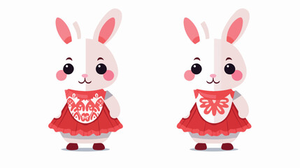 Rabbit doll icon 2d flat cartoon vactor illustratio