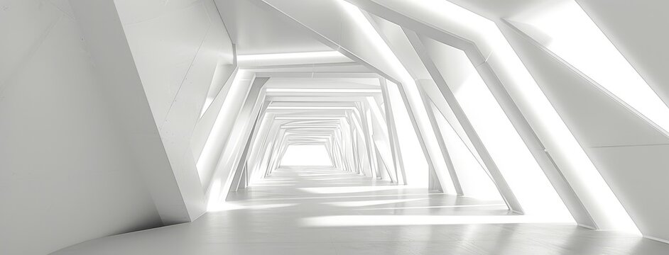 Futuristic White Corridor in Modern Architecture