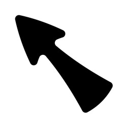Cartoon arrow cursor icon, diagonal arrow pointer with rounded corners