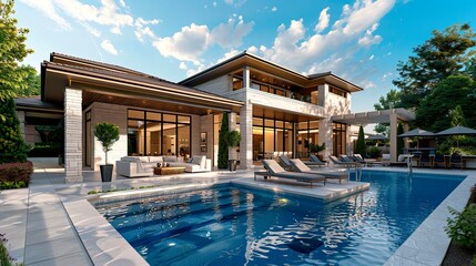 Modern luxury house with swimming pool