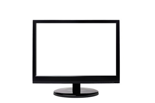 Monitor screen with empty displays isolated background, flat view of computer screen, electronic device for showing detail.