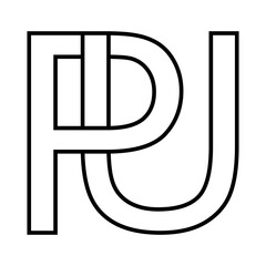 Logo sign pu up icon double letters logotype p u