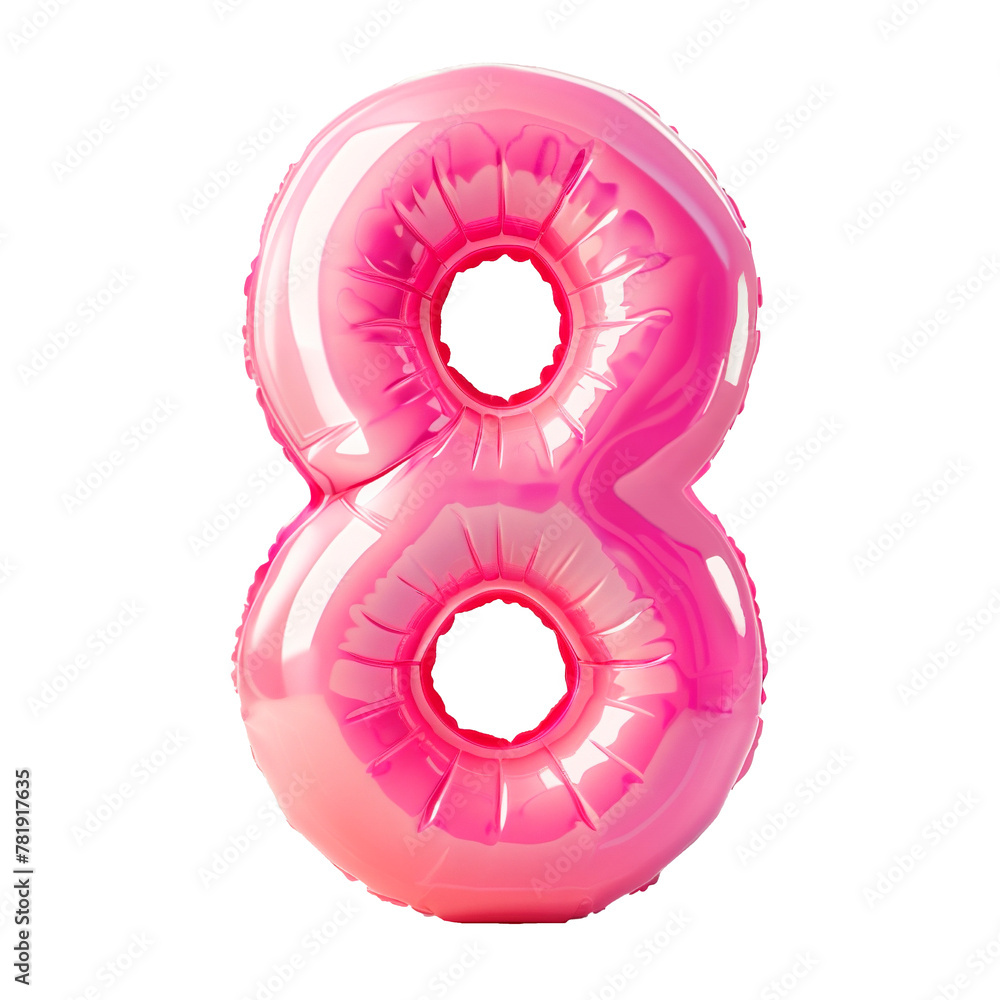 Fototapete photo with an inflatable number in pink color. minimalistic balloon isolated on a transparent backgr