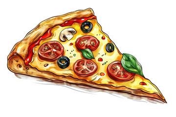 clipart illustration of cut pizza isolated on white or transparent png