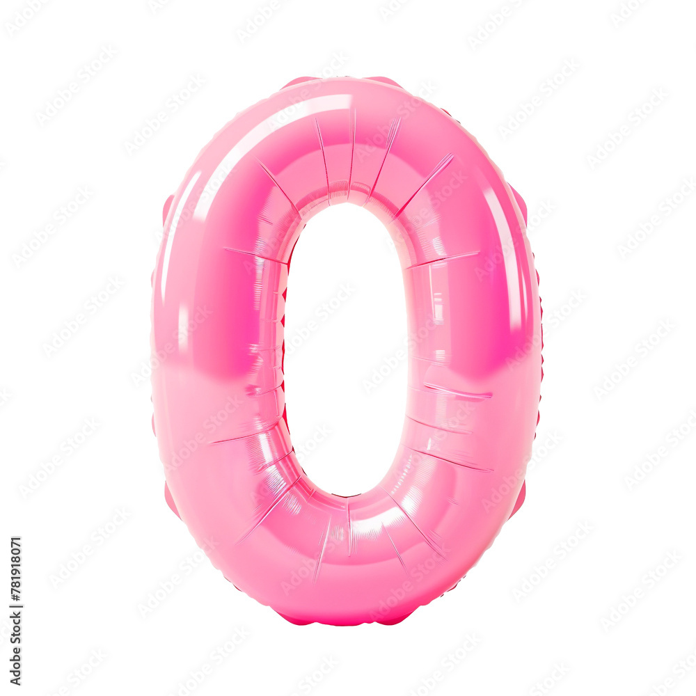 Fototapete photo with an inflatable number in pink color. minimalistic balloon isolated on a transparent backgr