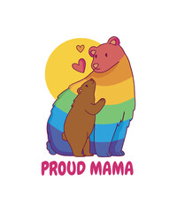 Proud Mama Bear Cub Rainbow Embrace