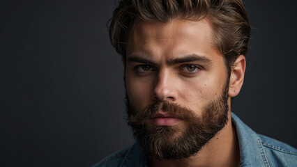 Obraz premium Generative AI illustration, handsome young mixed race man closeup portrait