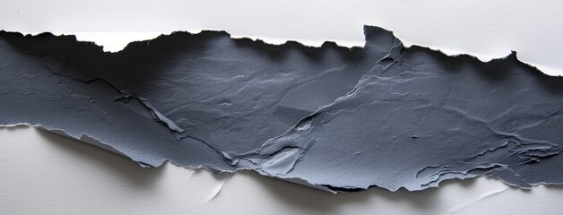 Torn Black Paper Texture on White Backdrop