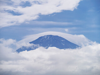 Fuji Mountain Spring season cloudy sky Background Japan Landmark