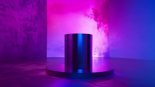 Bold futuristic and effortlessly cool this cosmic reflective podium captures the essence of a galaxy far far away. Its sleek metallic . AI generation.
