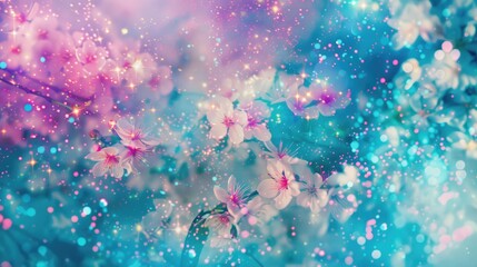 Enchanted Blossoms with Sparkling Light Bokeh