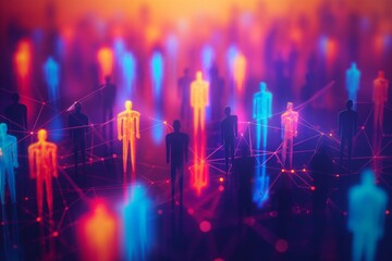 Colorful network of connected human figures