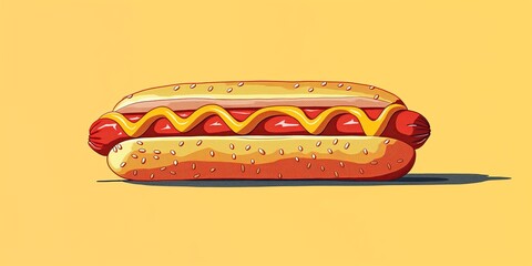 Luxury Hot Dog with Mustard -  Illustration
