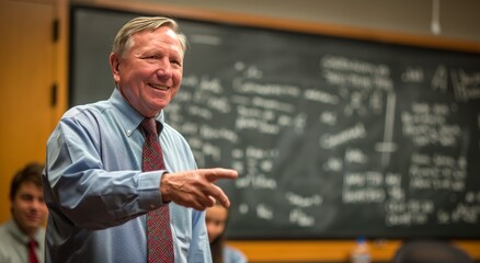 Man Pointing at Blackboard