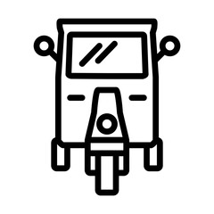 Auto Rickshaw Vector Line Icon Design