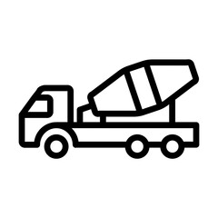 Cement Mixer Vector Line Icon Design
