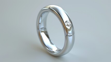 Elegant White Gold Ring With Single Diamond