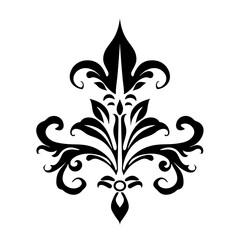 Abstract floral element with swirls and leaves for design, patterns, or decoration