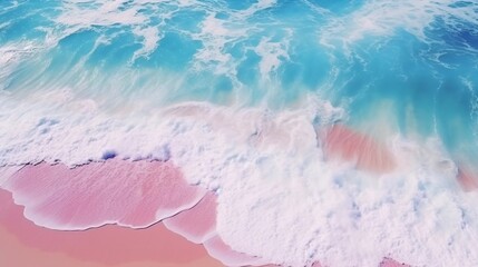 big waves on the pink beach
