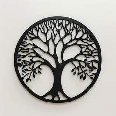 Family tree of life, black illustration on white background.
