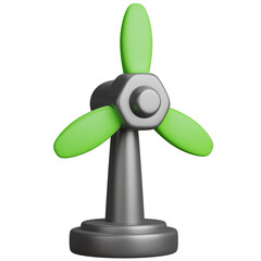 3d render of green windmill with ecology concept.
