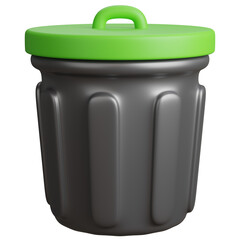3d render of green recycle bin with ecology concept.
