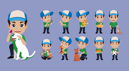 Illustration of people with pets