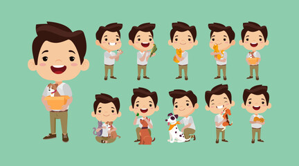 Illustration of people with pets