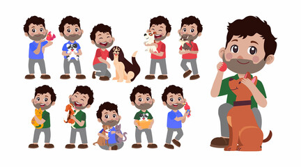 Illustration of people with pets