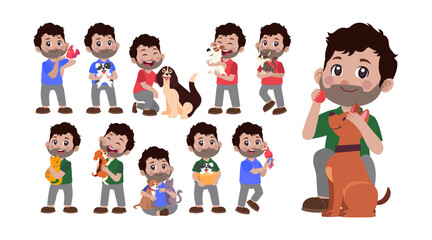 Illustration of people with pets